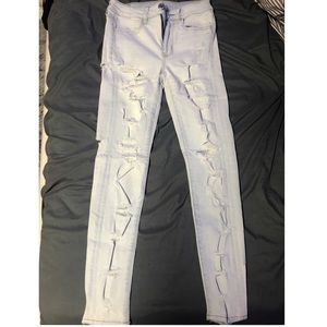 Blue light wash denim jeans